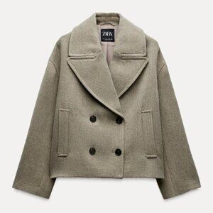 Zara Women's Double Breasted Peacoat Size Large in Mink